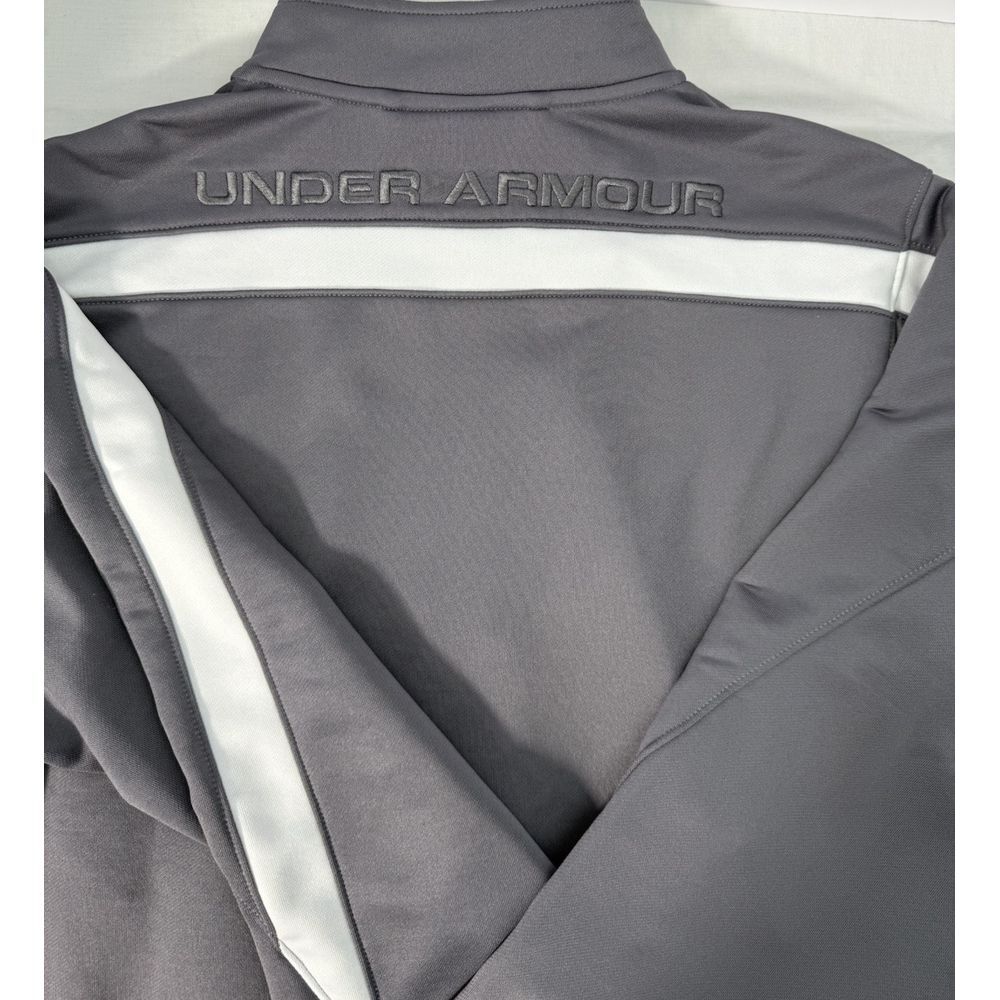 Under Armour Full Zip Long Sleeve Gray‎ Embroidered Spellout Track Jacket Sz XL